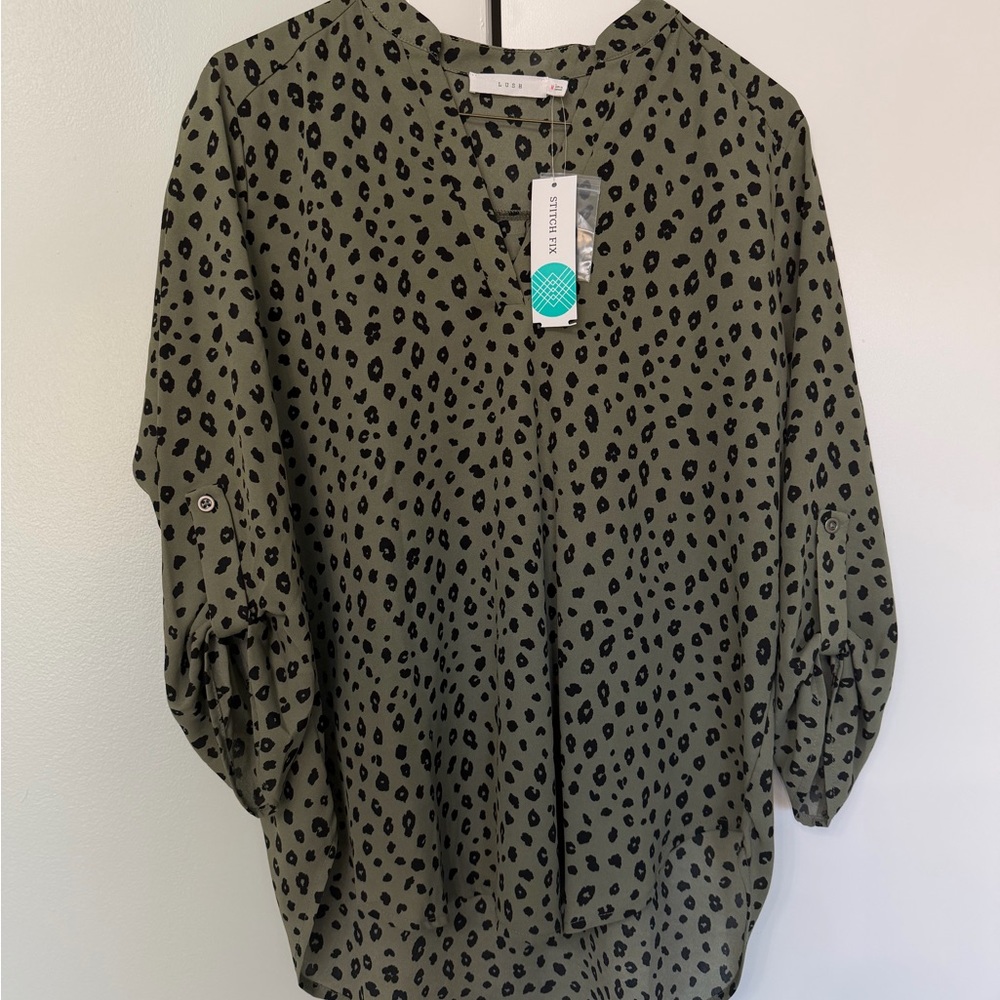 Lush Green Leopard Print Blouse